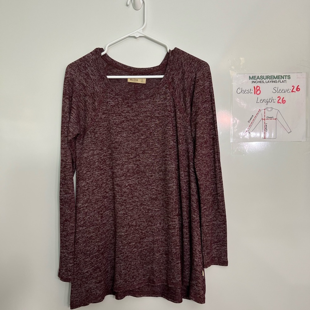 Burgundy Hollister Long Sleeve Viscose Blend Shirt